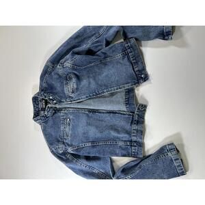 Refuge Denim Blue Cropped Denim Jacket - Size L